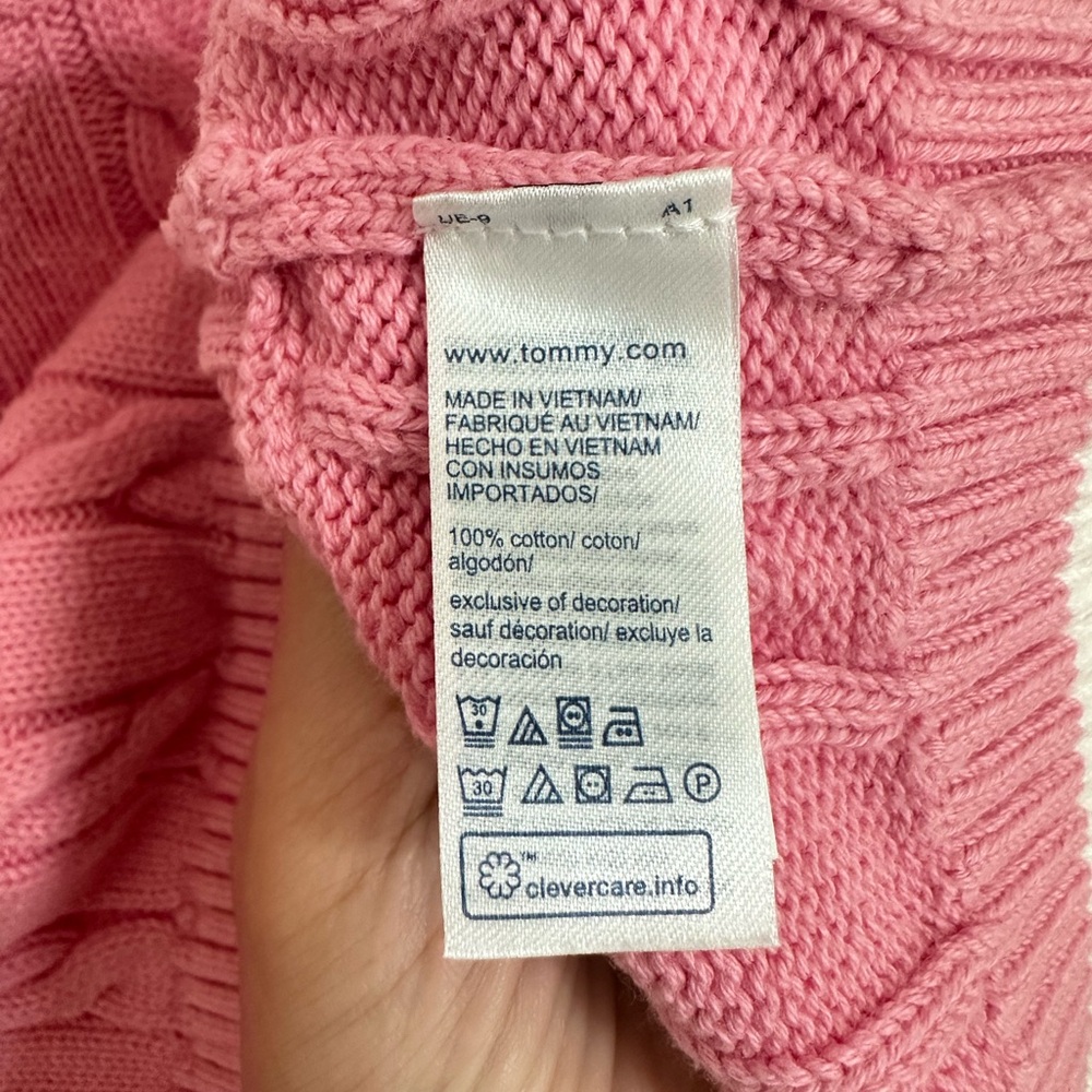 Tommy Hilfiger Pink and White V-Neck Knit Top - Picture 4 of 5